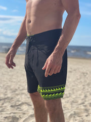 Board Shorts in Black/ Neon Lemon
