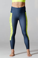 Leggings in Pacific Grey/ Neon Lemon