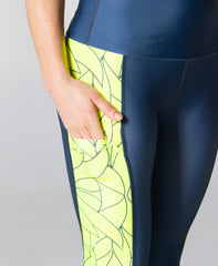 Leggings in Pacific Grey/ Neon Lemon