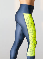 Leggings in Pacific Grey/ Neon Lemon