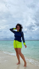 Board Shorts in Neon Lemon/ Pacific Grey