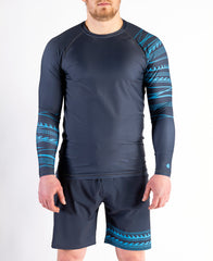 Rashguard in Grey/ Pacific Blue