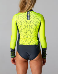 Long Sleeve Oceansuit in Pacific Grey/ Neon Lemon